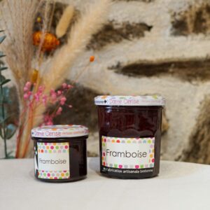 Confiture artisanale bretonne à la framboise fabriquée par Dame Cerise et vendue par Chez Ty kouign.